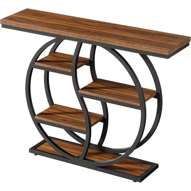 Lantine 47.24 Tavolo console, tavolo da divano industriale a 5 ripiani, tavolo d'ingresso con ripiani portaoggetti per piccoli spazi, corridoio, foyer