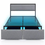 Costway Full Size Bed Frame w/ 2 Storage Drawers LED Lights Slats Support Modern