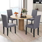 Set di 4 sedie da pranzo Costway, rivestite in tessuto, con gambe in legno di caucciù, senza braccioli