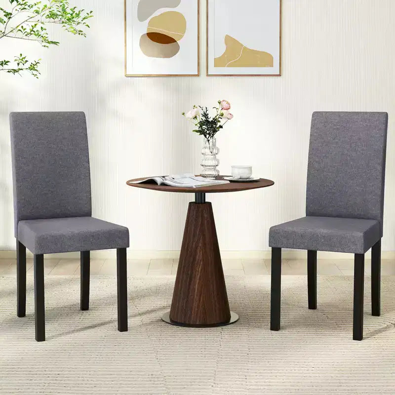 Set di 4 sedie da pranzo Costway, rivestite in tessuto, con gambe in legno di caucciù, senza braccioli
