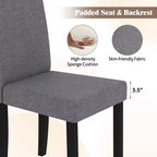Set di 4 sedie da pranzo Costway, rivestite in tessuto, con gambe in legno di caucciù, senza braccioli
