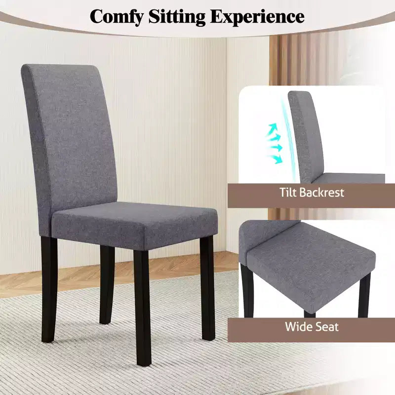 Set di 4 sedie da pranzo Costway, rivestite in tessuto, con gambe in legno di caucciù, senza braccioli