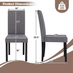 Set di 4 sedie da pranzo Costway, rivestite in tessuto, con gambe in legno di caucciù, senza braccioli