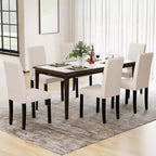 Set di 4 sedie da pranzo Costway, rivestite in tessuto, con gambe in legno di caucciù, senza braccioli