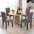Set di 4 sedie da pranzo Costway, rivestite in tessuto, con gambe in legno di caucciù, senza braccioli