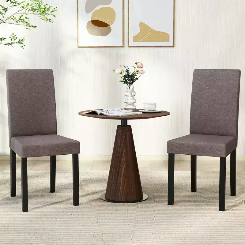 Set di 4 sedie da pranzo Costway, rivestite in tessuto, con gambe in legno di caucciù, senza braccioli