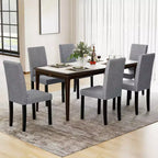 Set di 4 sedie da pranzo Costway, rivestite in tessuto, con gambe in legno di caucciù, senza braccioli