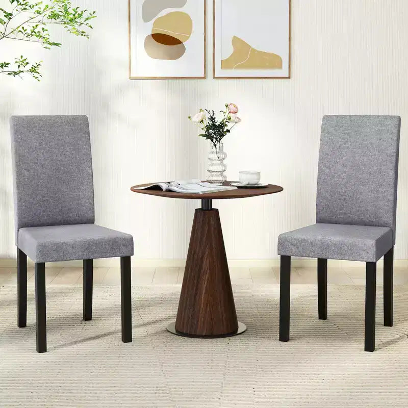 Set di 4 sedie da pranzo Costway, rivestite in tessuto, con gambe in legno di caucciù, senza braccioli