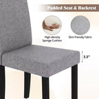 Set di 4 sedie da pranzo Costway, rivestite in tessuto, con gambe in legno di caucciù, senza braccioli