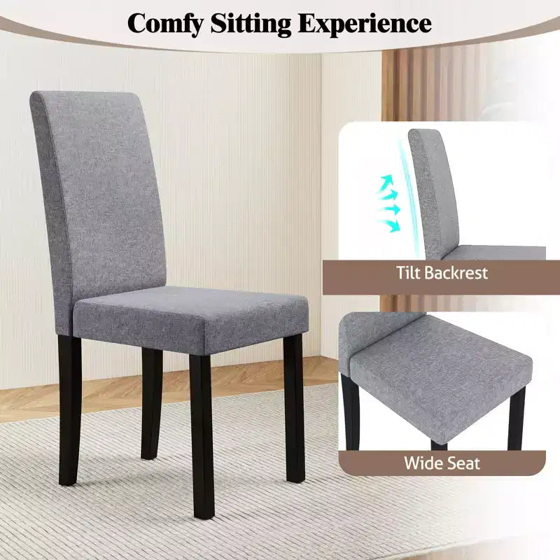 Set di 4 sedie da pranzo Costway, rivestite in tessuto, con gambe in legno di caucciù, senza braccioli