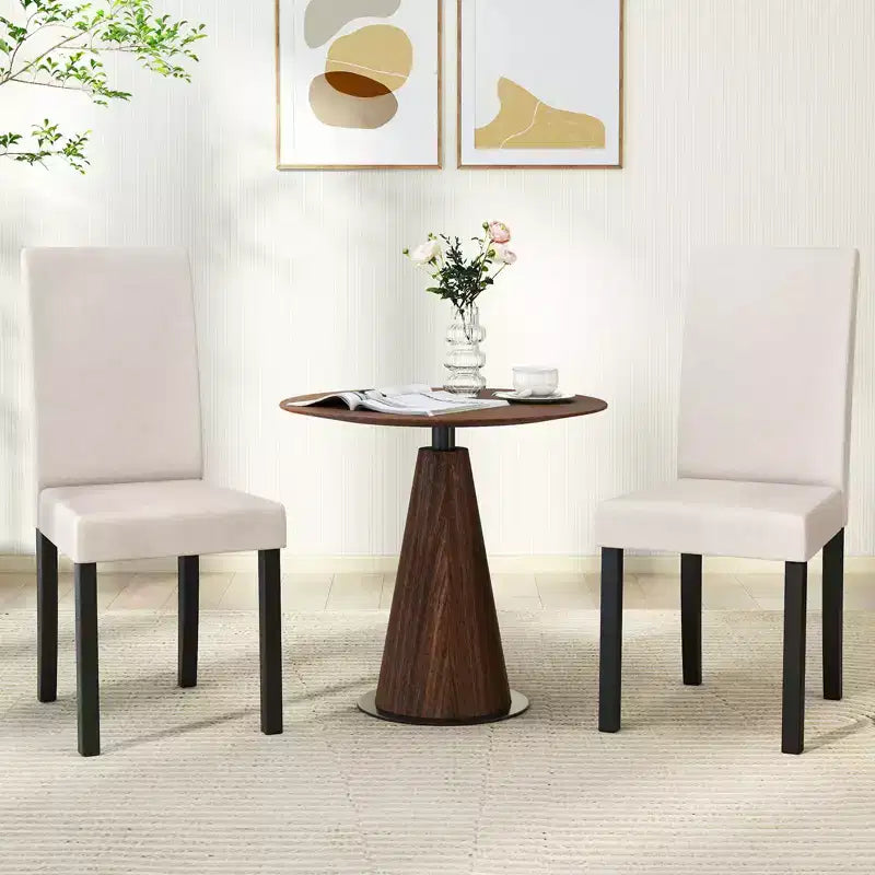 Set di 4 sedie da pranzo Costway, rivestite in tessuto, con gambe in legno di caucciù, senza braccioli