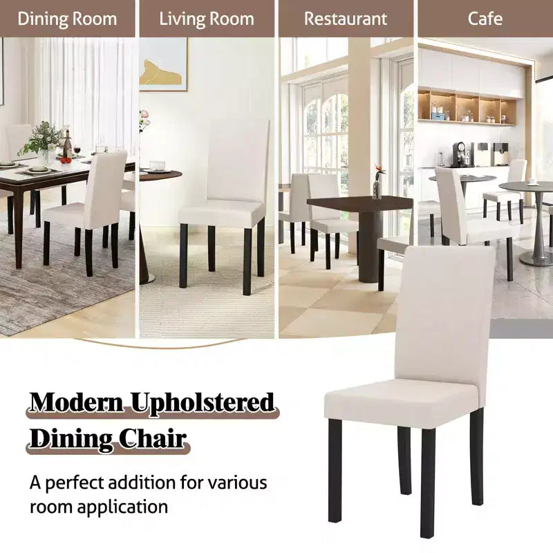 Set di 4 sedie da pranzo Costway, rivestite in tessuto, con gambe in legno di caucciù, senza braccioli