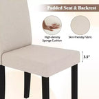 Set di 4 sedie da pranzo Costway, rivestite in tessuto, con gambe in legno di caucciù, senza braccioli