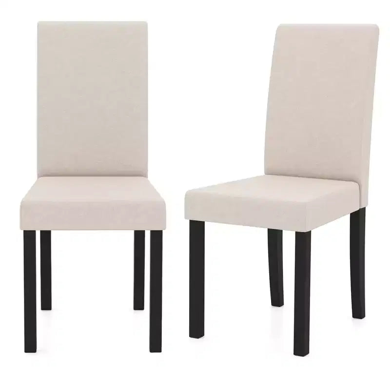 Set di 4 sedie da pranzo Costway, rivestite in tessuto, con gambe in legno di caucciù, senza braccioli