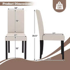 Set di 4 sedie da pranzo Costway, rivestite in tessuto, con gambe in legno di caucciù, senza braccioli