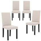 Costway Dining Chair Set of 4 Fabric Upholstered Rubber Wood Legs Side Armless