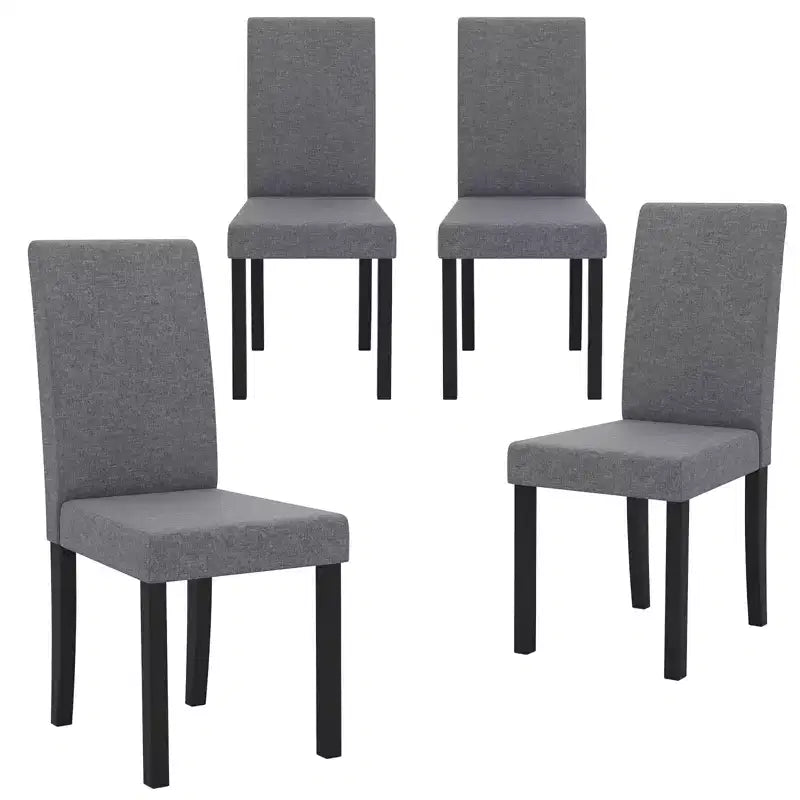 Set di 4 sedie da pranzo Costway, rivestite in tessuto, con gambe in legno di caucciù, senza braccioli