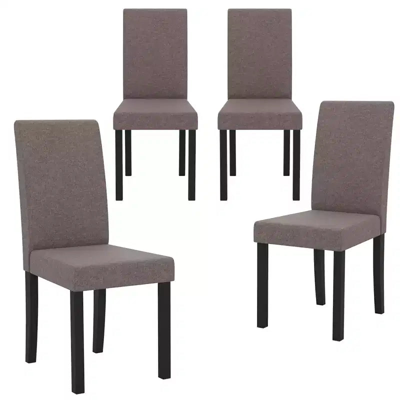 Set di 4 sedie da pranzo Costway, rivestite in tessuto, con gambe in legno di caucciù, senza braccioli