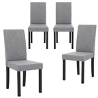 Set di 4 sedie da pranzo Costway, rivestite in tessuto, con gambe in legno di caucciù, senza braccioli