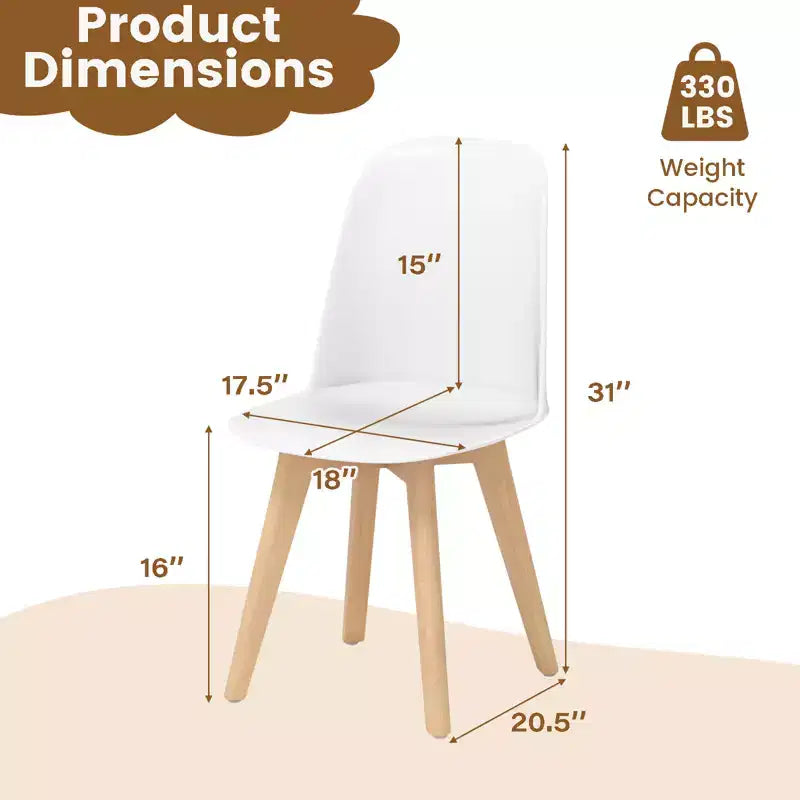 Costway Sedie da Pranzo Moderne Set da 4 Sedie da Cucina Senza Braccioli Capacità di Carico 150 kg