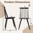 Sedie da pranzo Costway Windsor, set da 2/4 con struttura in legno di gomma e schienale alto a fuso per la casa