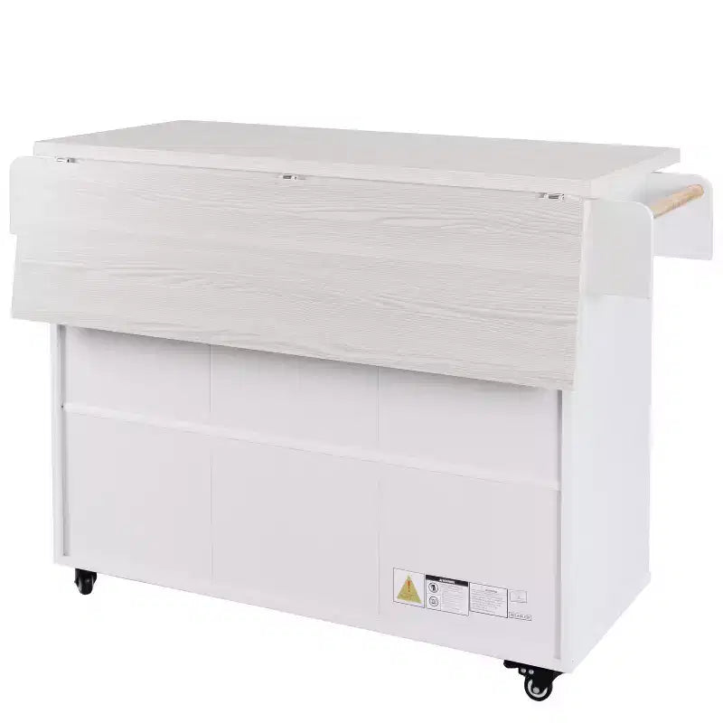 Isola da Cucina con Mobile Contenitore per Pattumiera, Carrello da Cucina con Anta a Ribalta, Isola da Cucina su Ruote con Ripiano Regolabile e Cassetto
