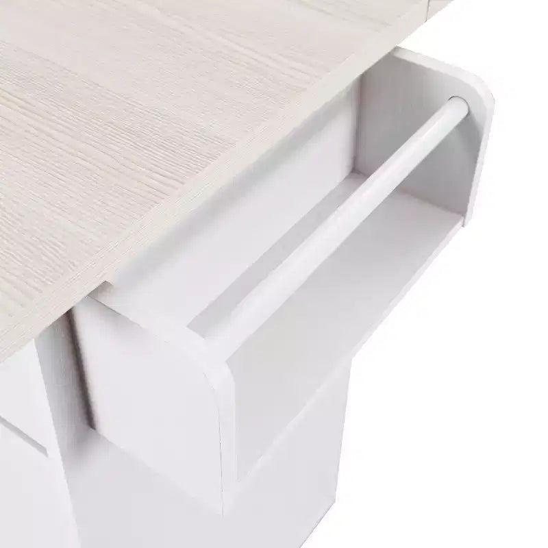 Isola da Cucina con Mobile Contenitore per Pattumiera, Carrello da Cucina con Anta a Ribalta, Isola da Cucina su Ruote con Ripiano Regolabile e Cassetto