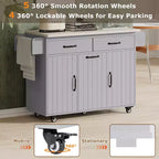 Isola da Cucina con Mobile Contenitore per Pattumiera, Carrello da Cucina con Anta a Ribalta, Isola da Cucina su Ruote con Ripiano Regolabile e Cassetto