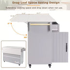 Isola da Cucina con Mobile Contenitore per Pattumiera, Carrello da Cucina con Anta a Ribalta, Isola da Cucina su Ruote con Ripiano Regolabile e Cassetto