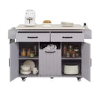 Isola da Cucina con Mobile Contenitore per Pattumiera, Carrello da Cucina con Anta a Ribalta, Isola da Cucina su Ruote con Ripiano Regolabile e Cassetto