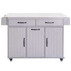 Isola da Cucina con Mobile Contenitore per Pattumiera, Carrello da Cucina con Anta a Ribalta, Isola da Cucina su Ruote con Ripiano Regolabile e Cassetto