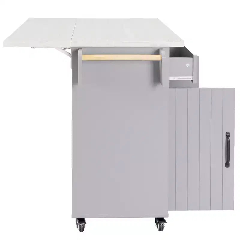 Isola da Cucina con Mobile Contenitore per Pattumiera, Carrello da Cucina con Anta a Ribalta, Isola da Cucina su Ruote con Ripiano Regolabile e Cassetto