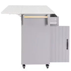 Isola da Cucina con Mobile Contenitore per Pattumiera, Carrello da Cucina con Anta a Ribalta, Isola da Cucina su Ruote con Ripiano Regolabile e Cassetto