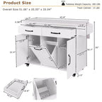 Isola da Cucina con Mobile Contenitore per Pattumiera, Carrello da Cucina con Anta a Ribalta, Isola da Cucina su Ruote con Ripiano Regolabile e Cassetto