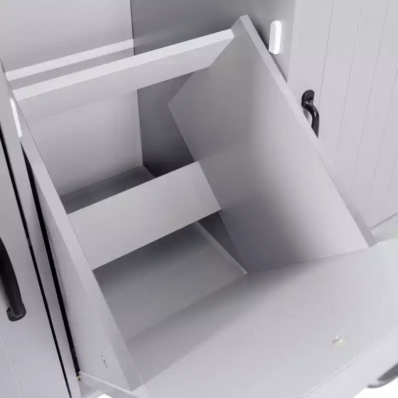 Isola da Cucina con Mobile Contenitore per Pattumiera, Carrello da Cucina con Anta a Ribalta, Isola da Cucina su Ruote con Ripiano Regolabile e Cassetto