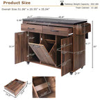 Isola da Cucina con Mobile Contenitore per Pattumiera, Carrello da Cucina con Anta a Ribalta, Isola da Cucina su Ruote con Ripiano Regolabile e Cassetto