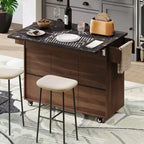 Isola da Cucina con Mobile Contenitore per Pattumiera, Carrello da Cucina con Anta a Ribalta, Isola da Cucina su Ruote con Ripiano Regolabile e Cassetto