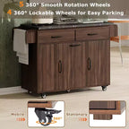 Isola da Cucina con Mobile Contenitore per Pattumiera, Carrello da Cucina con Anta a Ribalta, Isola da Cucina su Ruote con Ripiano Regolabile e Cassetto