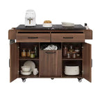Isola da Cucina con Mobile Contenitore per Pattumiera, Carrello da Cucina con Anta a Ribalta, Isola da Cucina su Ruote con Ripiano Regolabile e Cassetto