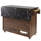 Isola da Cucina con Mobile Contenitore per Pattumiera, Carrello da Cucina con Anta a Ribalta, Isola da Cucina su Ruote con Ripiano Regolabile e Cassetto