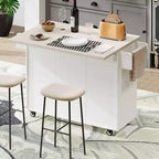 Isola da Cucina con Mobile Contenitore per Pattumiera, Carrello da Cucina con Anta a Ribalta, Isola da Cucina su Ruote con Ripiano Regolabile e Cassetto