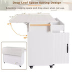 Isola da Cucina con Mobile Contenitore per Pattumiera, Carrello da Cucina con Anta a Ribalta, Isola da Cucina su Ruote con Ripiano Regolabile e Cassetto