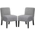 Costway 2PCS Armless Accent Chair w/ Rubber Wood Legs Modern Vanity Chair for Bedroom
