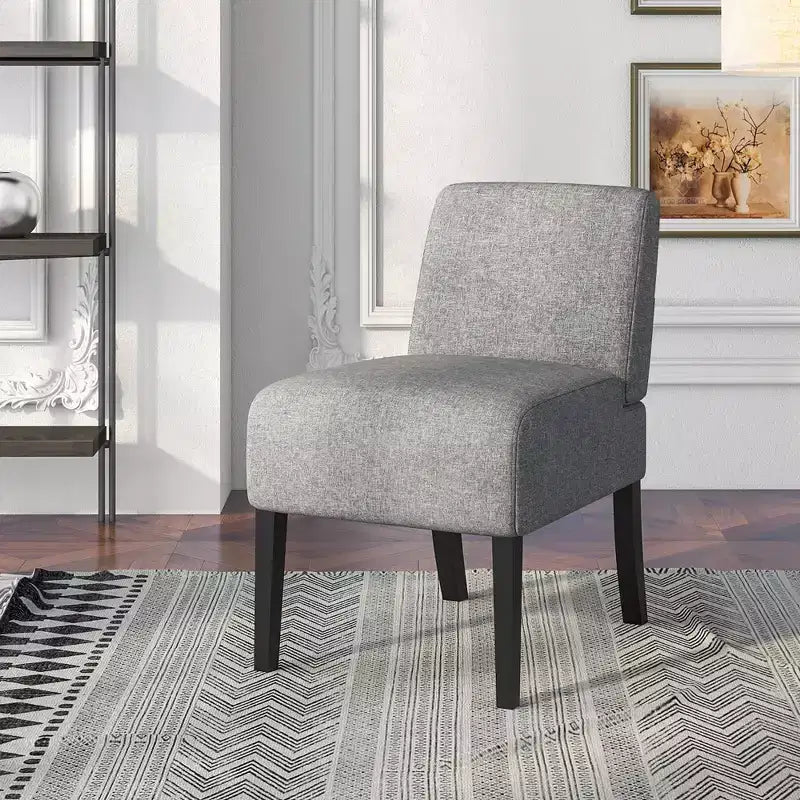 Costway 2 SEDIE ACCENTO SENZA BRACCIOLI CON GAMBE IN LEGNO DI GOMMA SEDIA DA TRUCCO MODERNA PER CAMERA DA LETTO