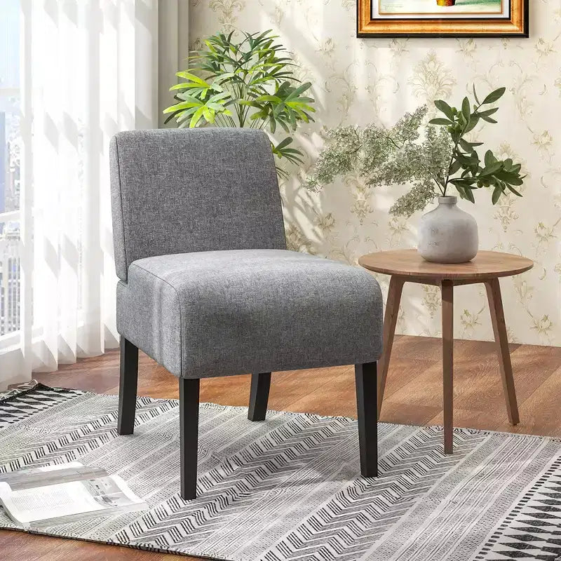 Costway 2 SEDIE ACCENTO SENZA BRACCIOLI CON GAMBE IN LEGNO DI GOMMA SEDIA DA TRUCCO MODERNA PER CAMERA DA LETTO