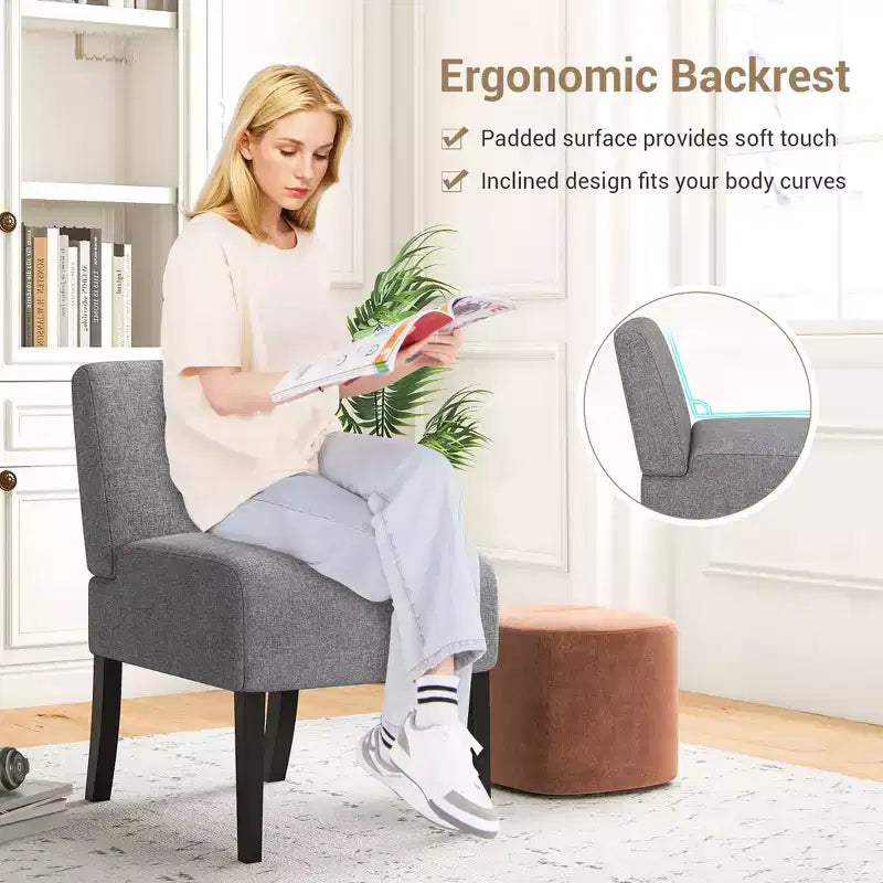 Costway 2 SEDIE ACCENTO SENZA BRACCIOLI CON GAMBE IN LEGNO DI GOMMA SEDIA DA TRUCCO MODERNA PER CAMERA DA LETTO