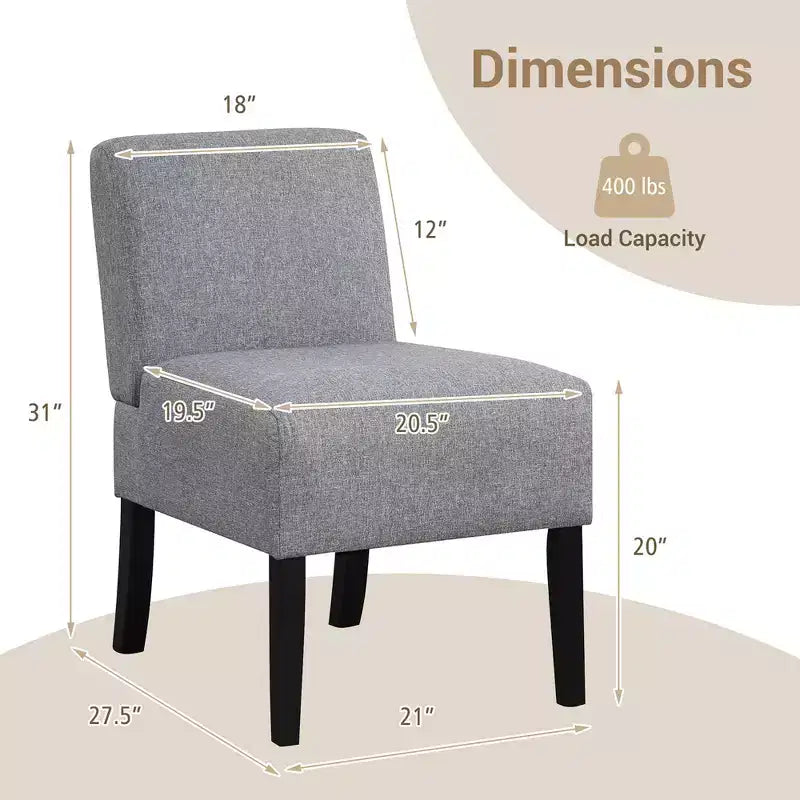 Costway 2 SEDIE ACCENTO SENZA BRACCIOLI CON GAMBE IN LEGNO DI GOMMA SEDIA DA TRUCCO MODERNA PER CAMERA DA LETTO
