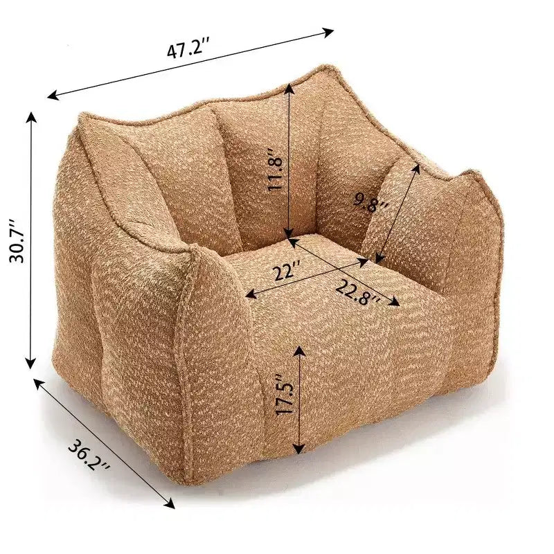 TUYOHW Poltrona Sacco Oversize da 47 Pollici, Divano Sacco Quadrato in Schiuma ad Alta Resilienza con Maniglia e Braccioli, Divano da Terra in Ciniglia per Soggiorno