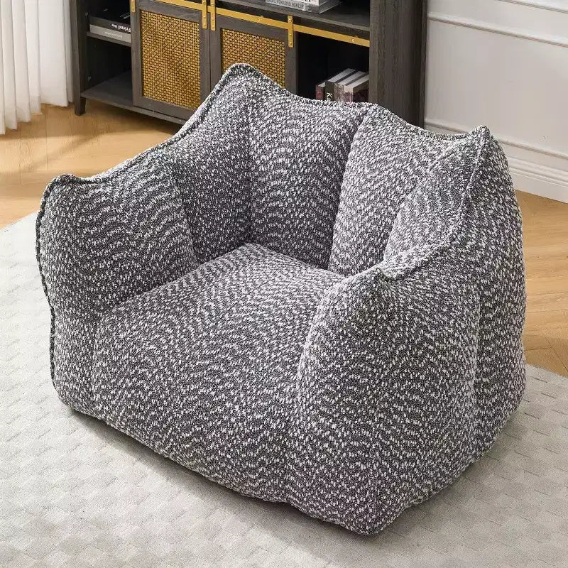TUYOHW Poltrona Sacco Oversize da 47 Pollici, Divano Sacco Quadrato in Schiuma ad Alta Resilienza con Maniglia e Braccioli, Divano da Terra in Ciniglia per Soggiorno