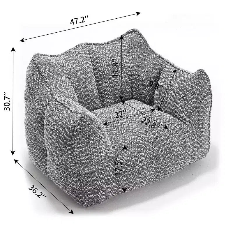 TUYOHW Poltrona Sacco Oversize da 47 Pollici, Divano Sacco Quadrato in Schiuma ad Alta Resilienza con Maniglia e Braccioli, Divano da Terra in Ciniglia per Soggiorno